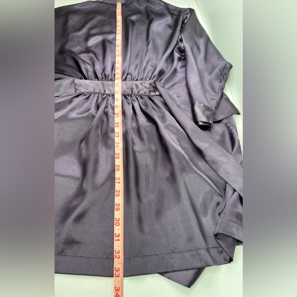 Victoria's Secret Navy Blue Satin Robe One Size Tie Attached Belt Long Sleeve - Picture 8 of 8